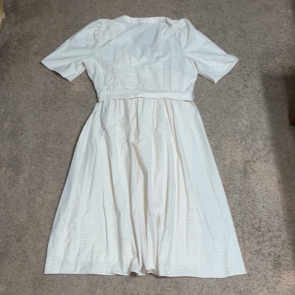 LK Bennett Hendrick Beige and Silver Stripe Cotton Dress 12 - Picture 10 of 14